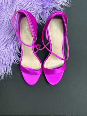 ALDO Fuchsia Satin Strappy Open-Toe Heels